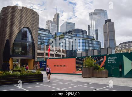 Londres, Royaume-Uni. 19th août 2022. Un nouveau projet de construction majeur se poursuit à Broadgate, dans la ville de Londres. Credit: Vuk Valcic/Alamy Live News Banque D'Images