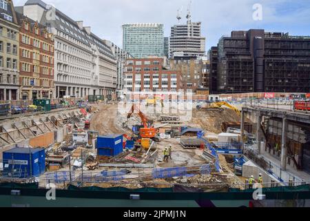 Londres, Royaume-Uni. 19th août 2022. Un nouveau projet de construction majeur se poursuit à Broadgate, dans la ville de Londres. Credit: Vuk Valcic/Alamy Live News Banque D'Images