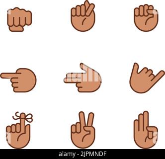 Messages visuels par mains pixels icônes de couleur RVB parfaites Illustration de Vecteur