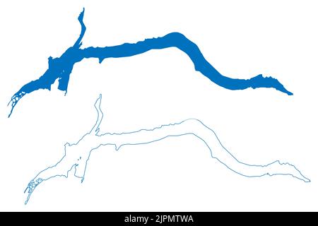 Lac Gander (Canada, Amérique du Nord, île de Terre-Neuve) carte illustration vectorielle, croquis de gribouillage carte Tsilhqox Biny Illustration de Vecteur