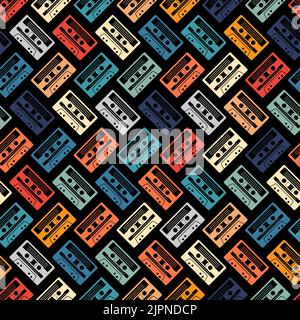 Modèle cassette rétro sans couture. Arrière-plan de la cassette Illustration de Vecteur
