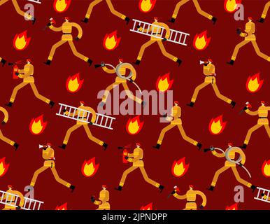 Motif de pompier sans couture. Fond de pompier. Pompier courir sur la texture du feu Illustration de Vecteur