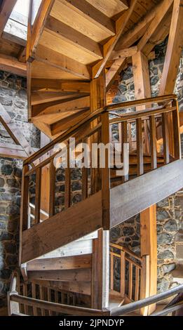 Escalier en colimaçon dans le Seigerturm du château de Stolpen, Saxe, Allemagne Banque D'Images