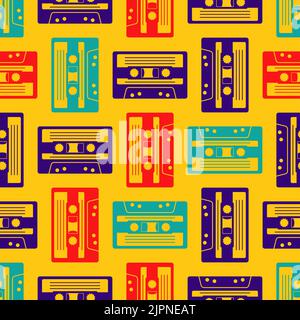 Modèle cassette rétro sans couture. Arrière-plan de la cassette Illustration de Vecteur