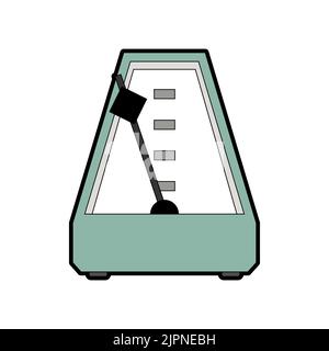 Métronome isolé. Dispositif qui marque de courts intervalles de temps avec des battements réguliers. Illustration de Vecteur