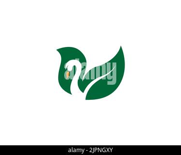 Logo vert cygne isolé sur fond blanc Illustration de Vecteur