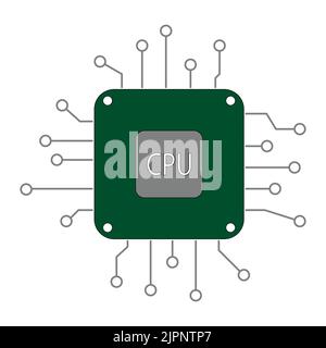 Puce microprocesseur puce plate design icône symbole signe - illustration vectorielle Illustration de Vecteur