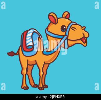 joli chameau avec accessoire. illustration d'un animal de dessin animé isolé. Autocollant style plat Icon Design Premium logo Vector. Personnage de mascotte Illustration de Vecteur