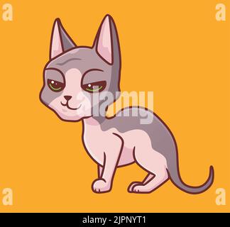 joli chat sphinx. illustration d'un animal de bande dessinée isolé. Autocollant style plat Icon Design Premium logo Vector. Personnage de mascotte Illustration de Vecteur