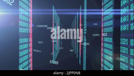 Illustration des nombres passant par le traitement des données sur les serveurs informatiques Banque D'Images