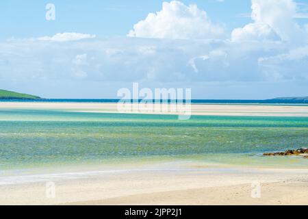 Plage de Traigh Mheilin près de Husinish, île de Harris, Écosse Banque D'Images