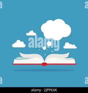 Livre papier vectoriel ouvert avec nuages de voix dans le style de conception plate EPS 10. Illustration de Vecteur