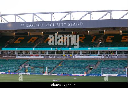 Norwich, Royaume-Uni. 19th août 2022. Une vue générale du terrain avant le match du championnat Sky Bet entre Norwich City et Millwall à Carrow Road sur 19 août 2022 à Norwich, en Angleterre. (Photo par Mick Kearns/phcimages.com) crédit: Images de la SSP/Alamy Live News Banque D'Images