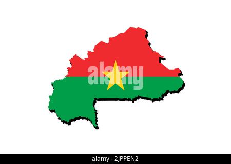 Silhouette de la carte du burkina faso avec son drapeau Banque D'Images