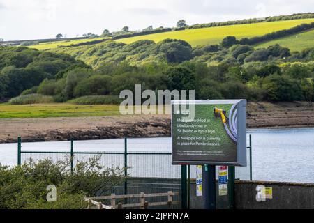 Sécheresse déclarée dans certaines parties du centre et du sud du pays de Galles alors que l'interdiction de l'hospe de Pembrokeshire entre en vigueur.le réservoir de Llys y Fran est illustré. Banque D'Images