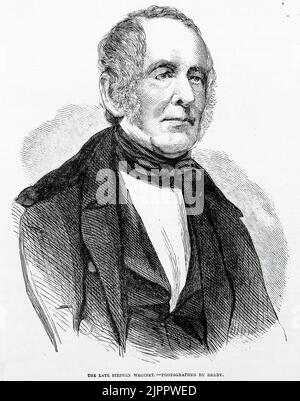 Portrait du regretté Stephen Whitney (1860). Illustration du 19th siècle du journal illustré de Frank Leslie Banque D'Images