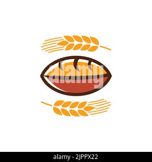 Modèle de logo Wheat Linked Bread Illustration de Vecteur