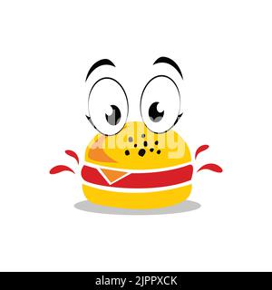 mascotte hamburger, logo hamburger, dessin animé hamburger Illustration de Vecteur