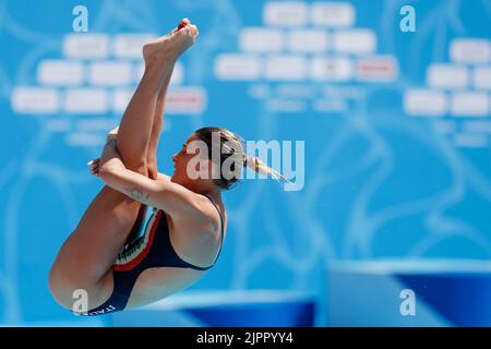 Rome, Italie, 16th août 2022. Elena Bertocchi, d'Italie, participe à la compétition préliminaire féminine de Springboard 1m le sixième jour des Championnats d'athlétisme européens au parc Foro Italico à Rome, en Italie. 16 août 2022. Crédit : Nikola Krstic/Alay Banque D'Images