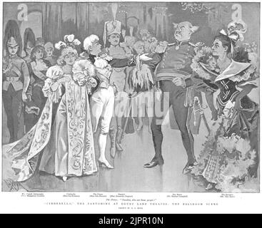 La scène de la salle de bal dans la pantomime Cenderalla à Drury Lane, 1896, dessiné par A.S. Boyd Banque D'Images