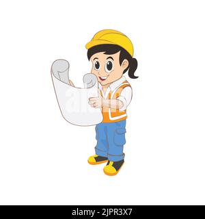 architecte ingénieur civil vecteur mascotte Illustration de Vecteur