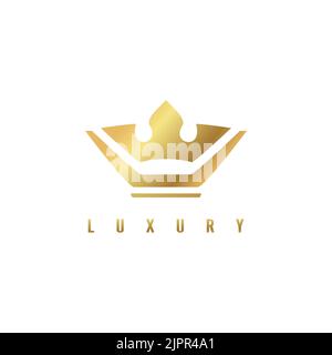 logo royal de luxe circulaire doré, emblème de décoration Illustration de Vecteur