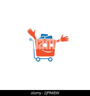 adorable panier logo mascotte Illustration de Vecteur