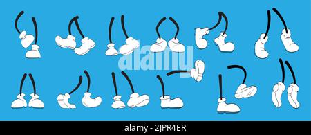 Vintage dessin animé jambes ensemble vecteur. Jolis pieds d'animation dans des chaussures. Pièces de corps de mascotte de personnage drôle Illustration de Vecteur