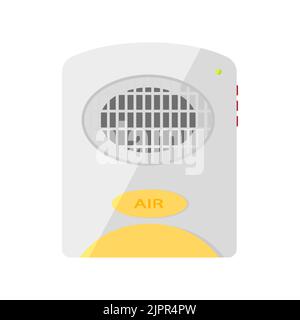 Purificateur d'air portable posé au sol. Nettoyage maison propre dispositif de nettoyage contre les bactéries poussière éclairant pollution filtration ventilateur électrique frais souffle sain sommeil confort climat portable Illustration de Vecteur