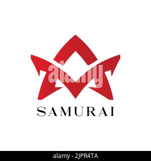 logo samouraï, logo du guerrier japonais, icône de masque asiatique Illustration de Vecteur