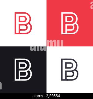 Modèle de logo de lettre de ligne BP. Lettre P et symbole linéaire géométrique B. Symbole alphabétique graphique pour l'identité de l'entreprise. Logo créatif Illustration de Vecteur
