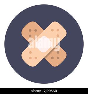 Icône de bande adhésive. Ruban adhésif de plâtre de blessure. Concept du logo de la cassette de médecine. Icône médicale plate isolée sur fond blanc. Icône vecteur Illustration de Vecteur