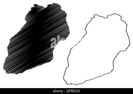 Île d'Inishmaan (République d'Irlande, îles d'Aran, baie de Galway) carte illustration vectorielle, croquis griffés carte de l'île d'Inis Meain Illustration de Vecteur