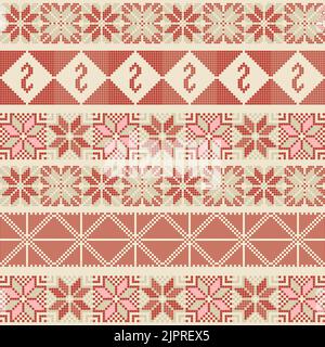 Seamless pattern design avec motif de broderie palestinienne traditionnelle Banque D'Images