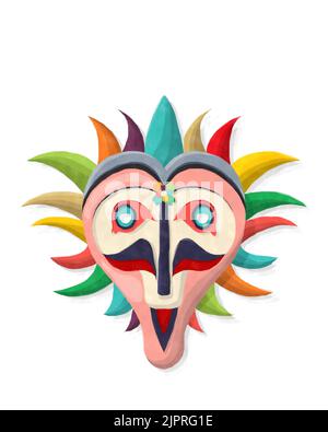 Style aquarelle dessin d'un masque de carnaval sur fond blanc Banque D'Images