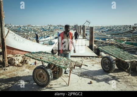 Port de Peche Traditionelle, Nouadhibou, Mauritanie Banque D'Images