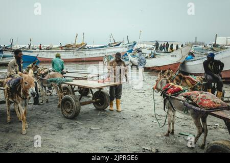 Port de Peche Traditionelle, Nouadhibou, Mauritanie Banque D'Images