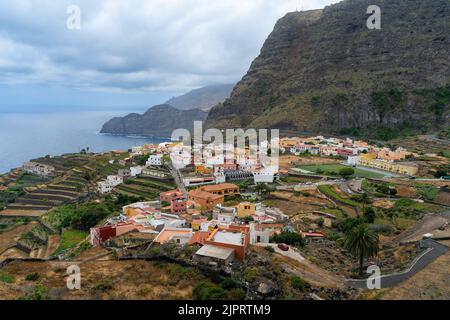 Vue panoramique sur la municipalité d'Agulo, la Gomera, îles Canaries Banque D'Images