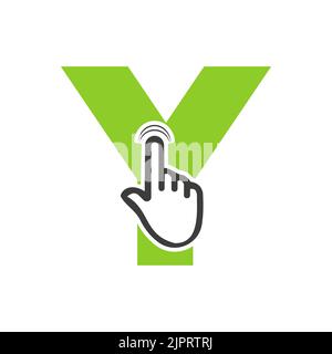 Lettre y Finger Click logo Vector Template concept pour Technology Symbol Illustration de Vecteur