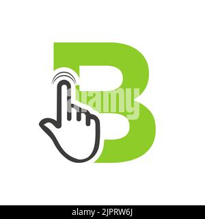 Lettre B Finger Click logo Vector Template concept pour symbole technologique Illustration de Vecteur