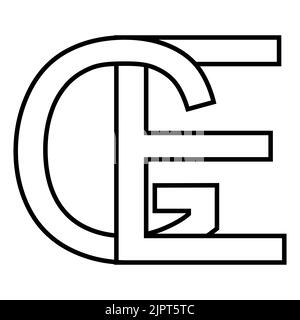 Logo signe ge EG icône nft lettres entrelacées g e Illustration de Vecteur