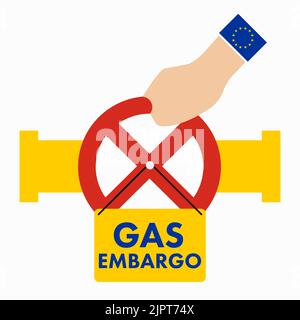 Embargo sur les gaz. Crise énergétique en Europe. Illustration vectorielle plate isolée sur fond blanc. Illustration de Vecteur