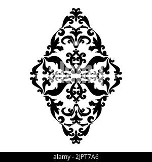 Motif vintage noir et blanc de style victorien. Illustration vectorielle pour découpe au laser, tatouage, marqueterie, logo pour yoga, icônes, dentelle. Illustration de Vecteur