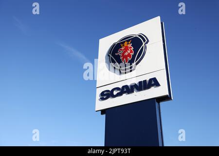 Logo Scania, Motala, Suède. Banque D'Images