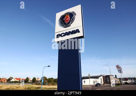 Logo Scania, Motala, Suède. Banque D'Images
