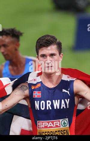 Non spécifié. 17th août 2022. MUNICH, ALLEMAGNE - AOÛT 16: Jakob Ingebrigtsen de Norvège participe à la finale Athlétisme - hommes 5000m le jour 6 des Championnats d'Europe Munich 2022 à l'Olympiapark sur 16 août 2022 à Munich, Allemagne. (Photo par Arthur Thill/ATPImages) (Arthur Thill/ATP/SPP) crédit: SPP Sport Press photo. /Alamy Live News Banque D'Images