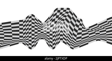 Op art illusion avec des places d'échecs Illustration de Vecteur