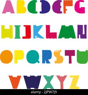 Joli motif alphabet coloré. Police dessinée à la main. Vecteur. Illustration de Vecteur