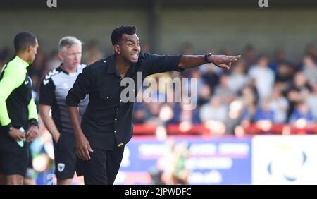 Kevin Betsy, directeur de Crawley, lors du match EFL League Two entre Crawley Town et AFC Wimbledon au Broadfield Stadium , Crawley , Royaume-Uni - 20th août 2022 usage éditorial uniquement. Pas de merchandising. Pour les images de football, les restrictions FA et Premier League s'appliquent inc. Aucune utilisation Internet/mobile sans licence FAPL - pour plus de détails, contactez football Dataco Banque D'Images