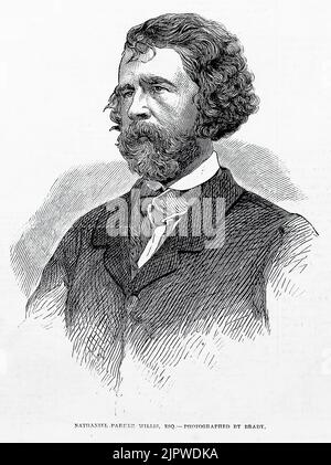 Portrait de Nathaniel Parker Willis (1860). Illustration du 19th siècle du journal illustré de Frank Leslie Banque D'Images